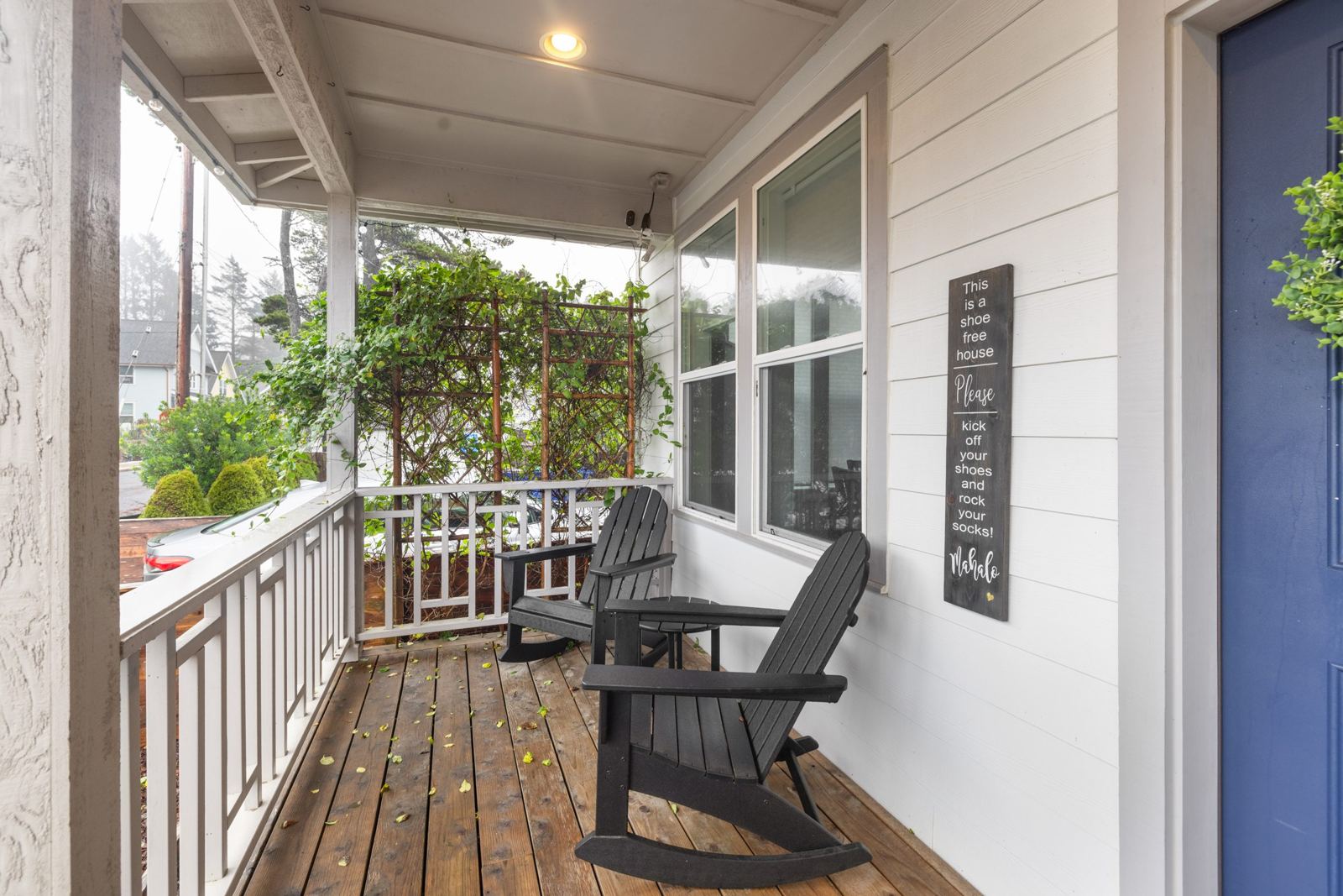 Covered front porch with rocking chair